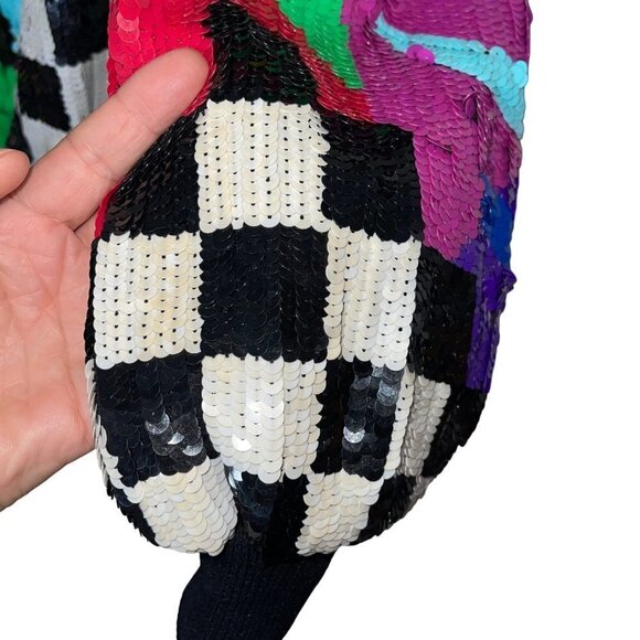 Gantos Vintage 1980s Womens Bomber Jacket Size Small Sequins Abstract Art - Picture 12 of 16